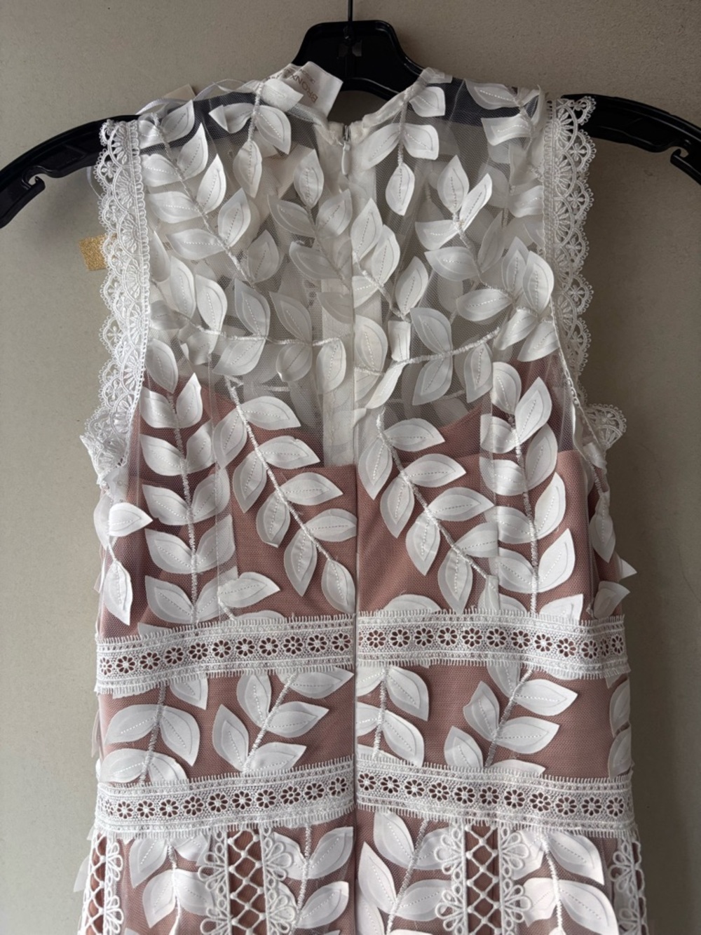 Bronx and Banco White Lace Appliqué Maxi Gown with Nude Lining - Picture 7 of 12